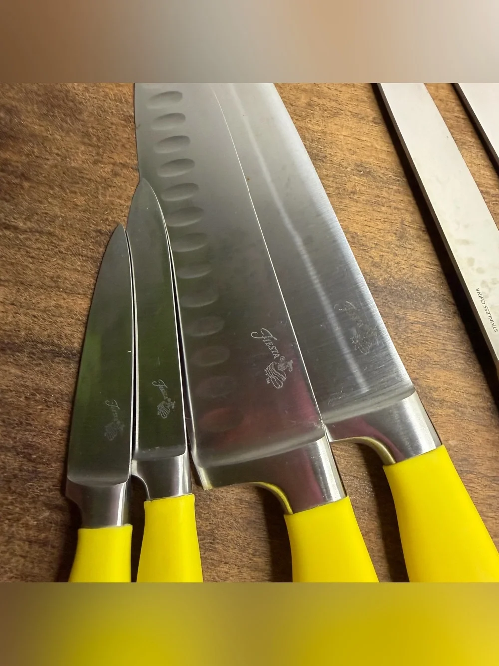 VTG Fiesta Knife Set Yellow Color Complete 10 Pieces in Wood Block Sunflower